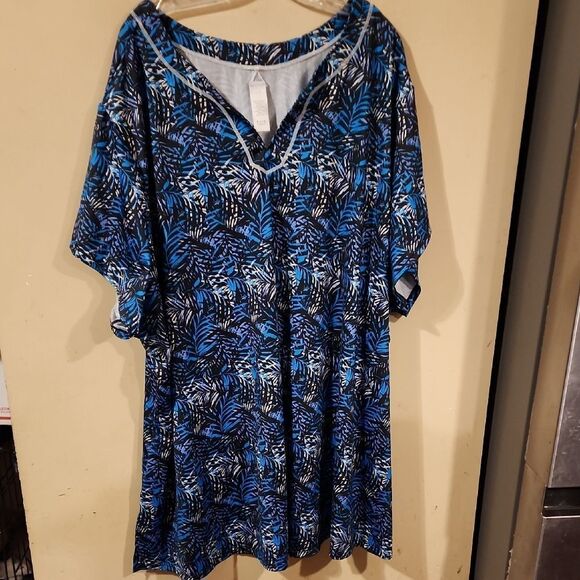Blue and Black Patterned  Beach coverup dress 3X 🏊‍♀️ suits for all - Picture 1 of 3